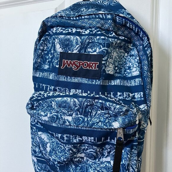 JanSport Backpack Superbreak Midnight Sky Flower Hawaiian Stripe Blue - Picture 5 of 15